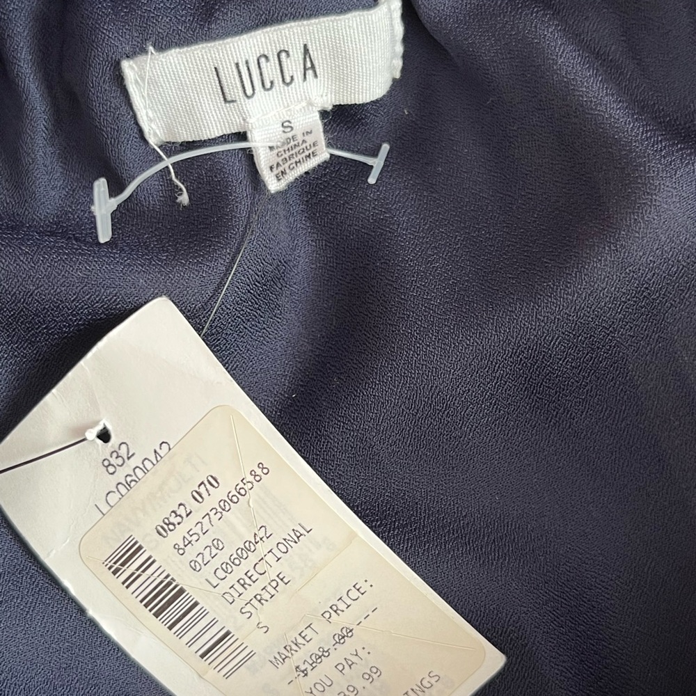 💙NWT Lucca Couture Navy Blue Striped Maxi Dress - Picture 12 of 14